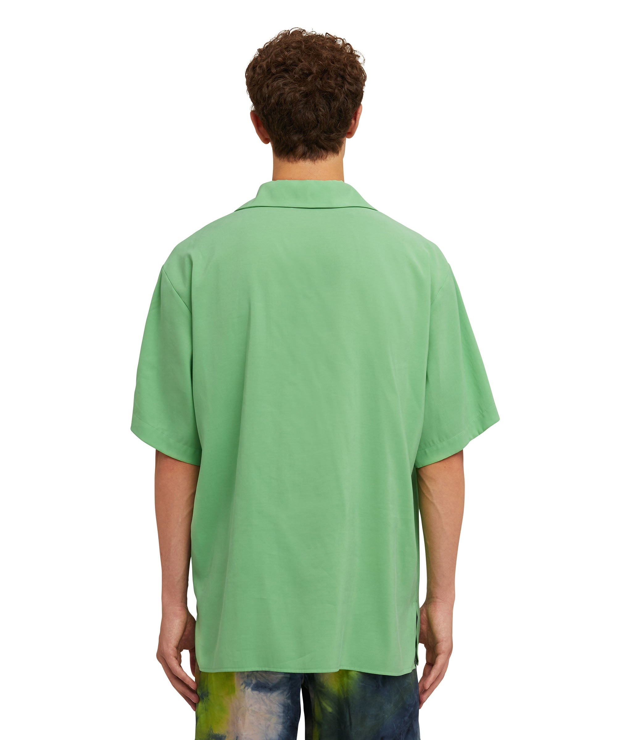 Solid color viscose fluid short-sleeved shirt - 3