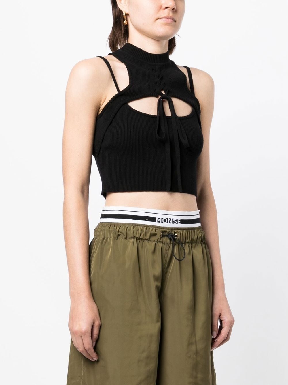 cut-out detail ribbed top - 3