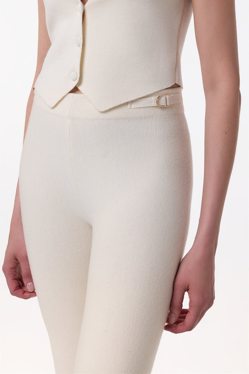 GABRIELA HEARST Ayala Flare Cropped Knit Pant in Ivory Merino Wool Cashmere outlook