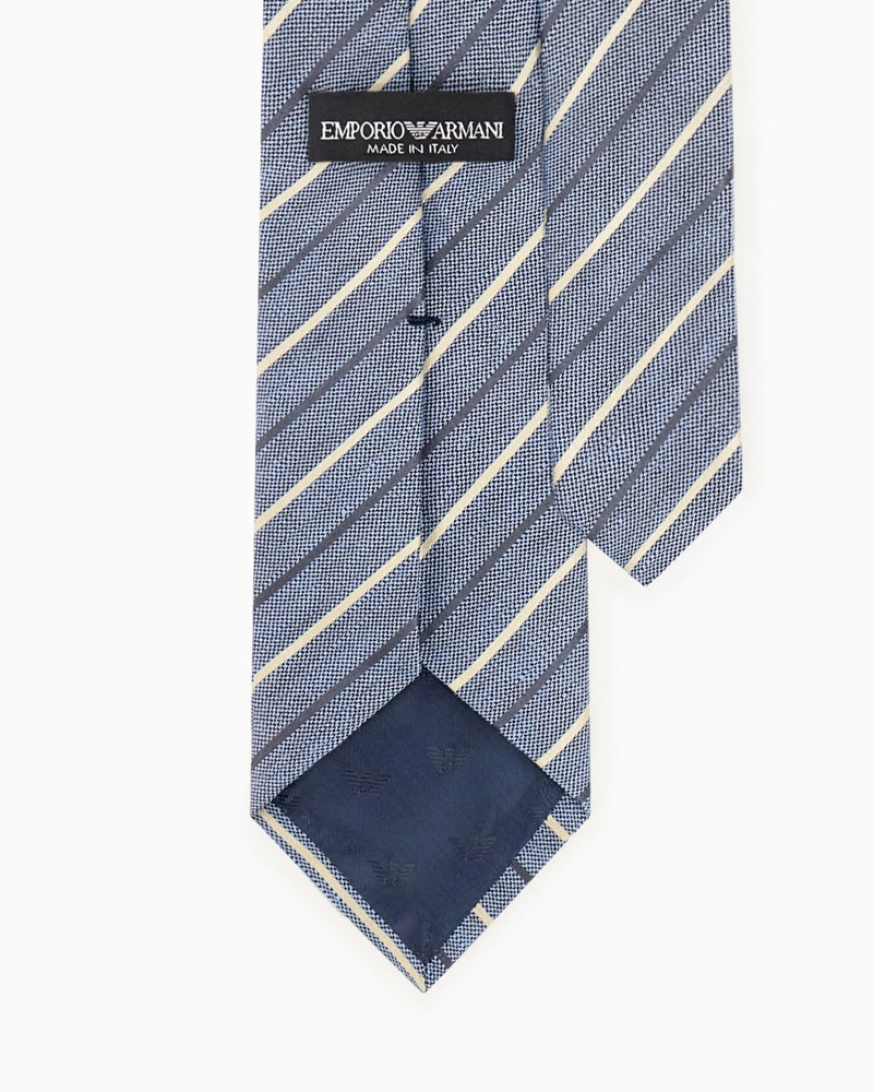 EMPORIO ARMANI TIE WITH A DIAGONAL STRIPE PATTERN IN LINEN AND SILK outlook