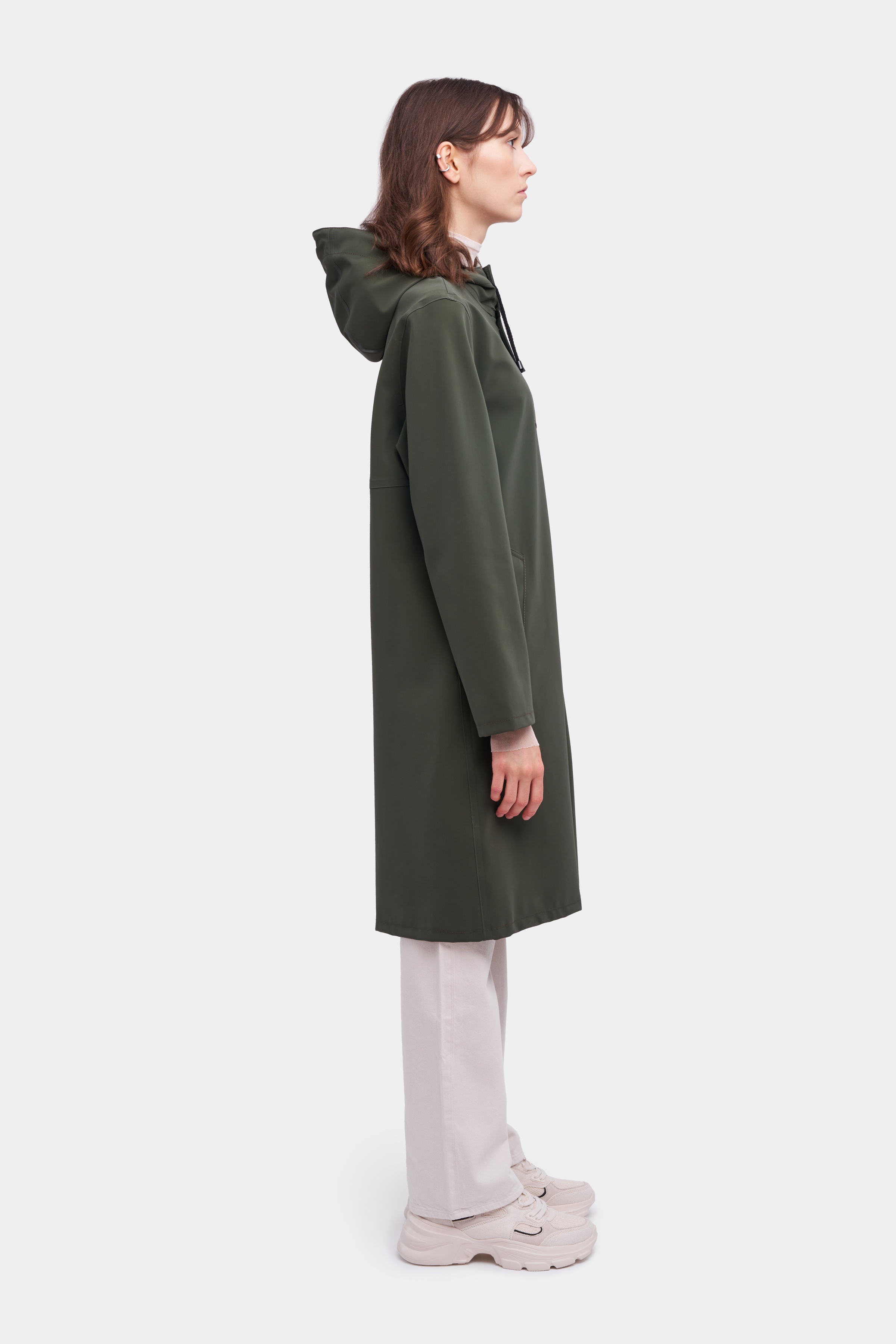 Stockholm Long Matte Print Raincoat Dark Green - 3