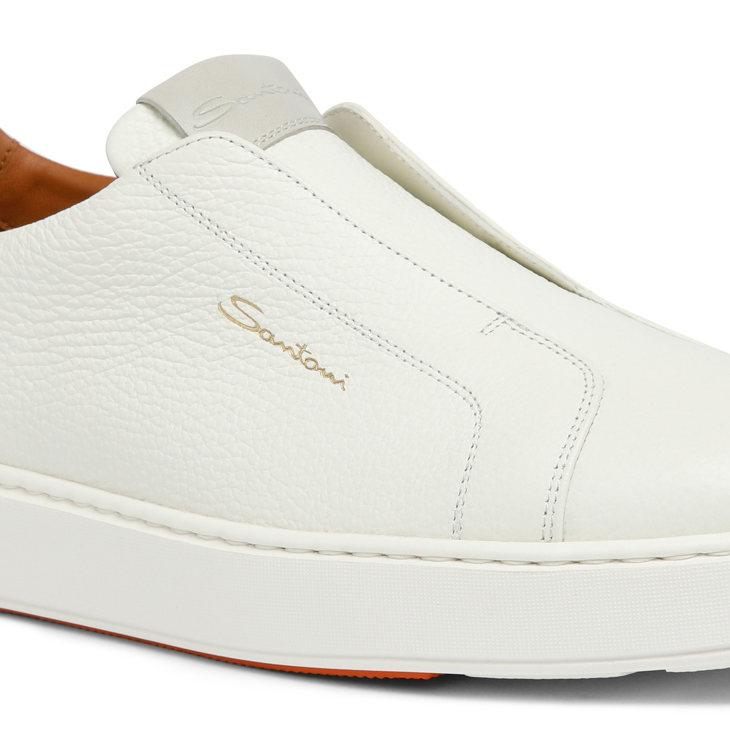 スニーカー Santoni Sneakers & Slip-On White Santoni Men's white tumbled leather slip-on sneaker | REVERSIBLE