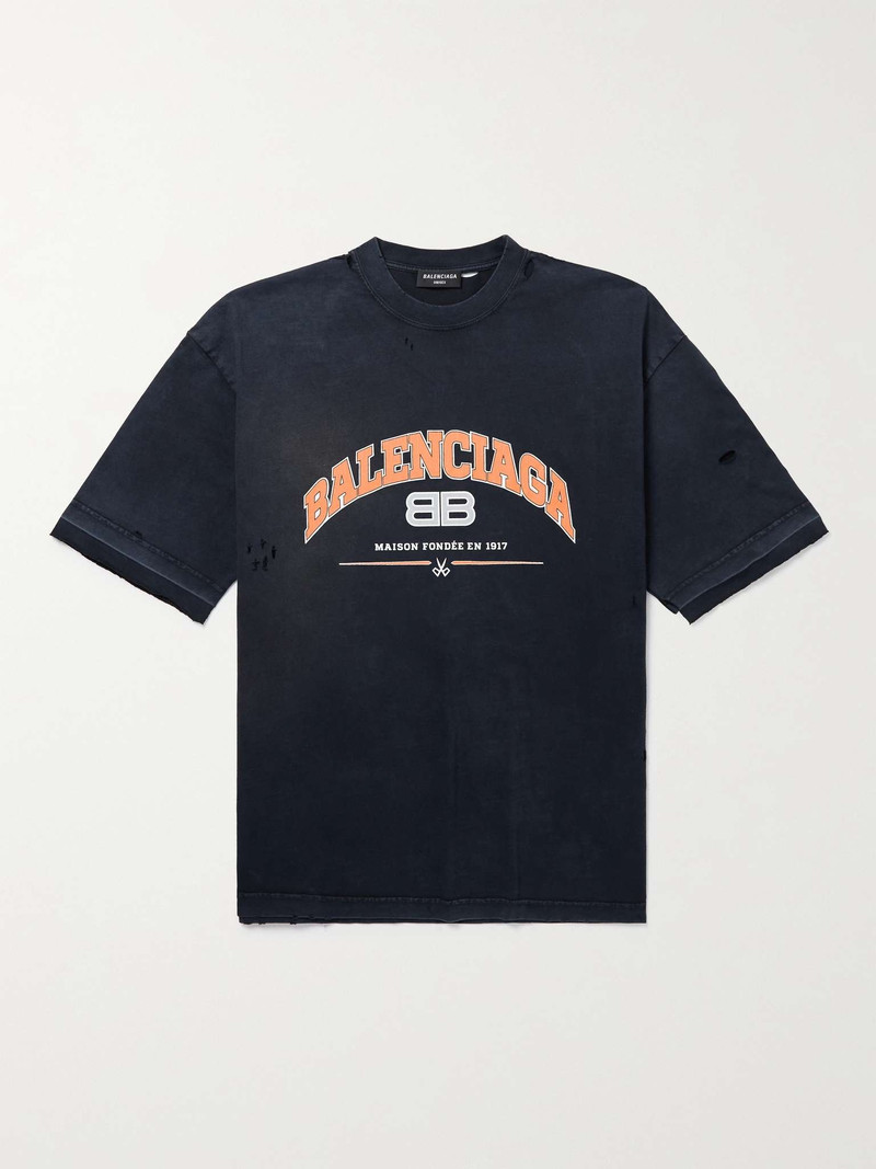 Distressed Logo-Print Washed Cotton-Jersey T-Shirt - 1