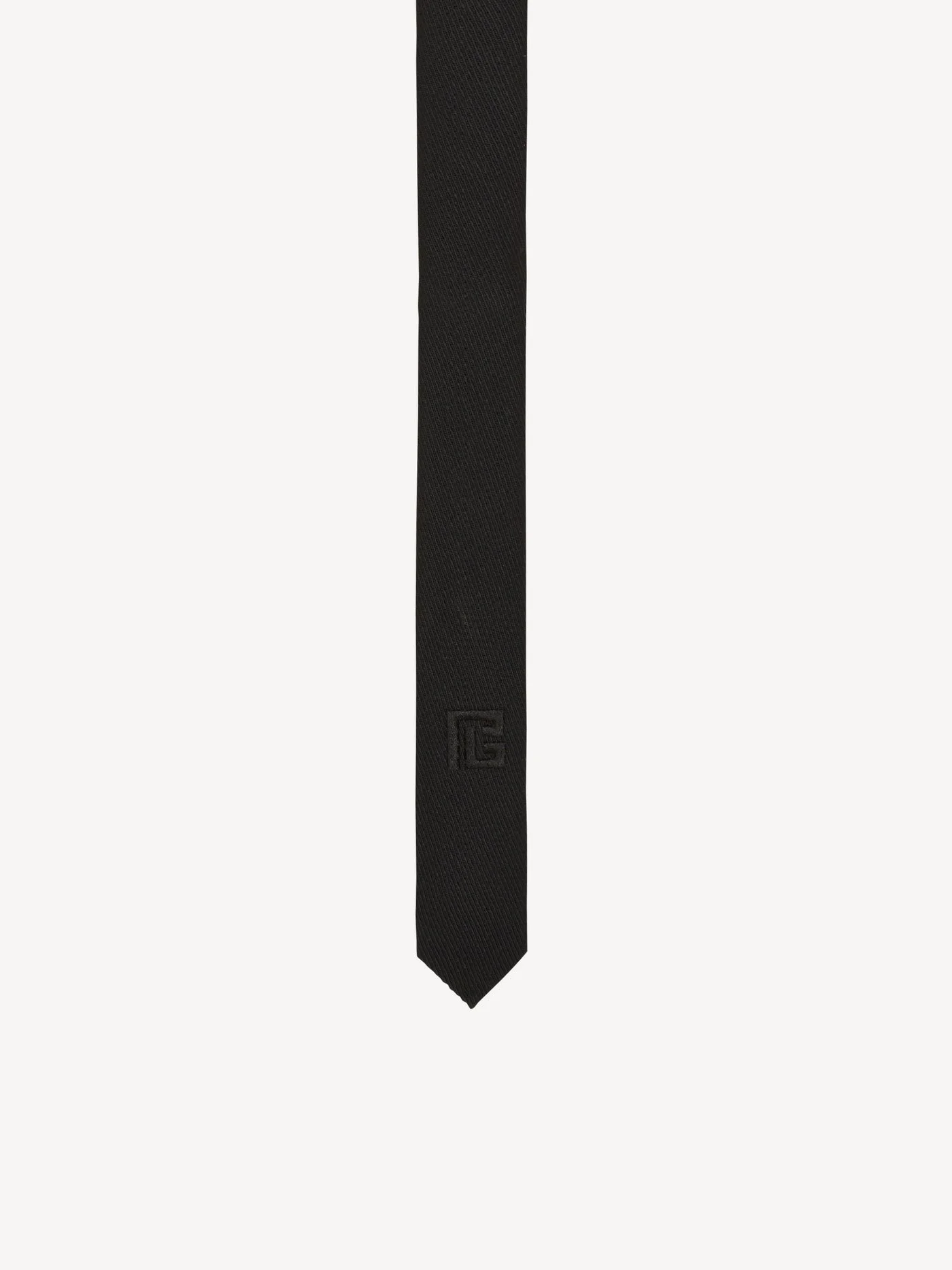 Slim wool tie with PB embroidery - 1