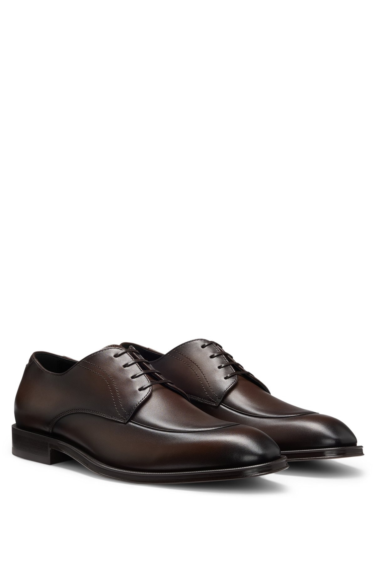 LEATHER DERBY SHOES WITH APRON TOE - 2