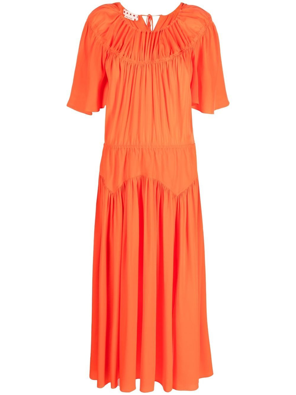 gathered-detailing silk midi dress - 1