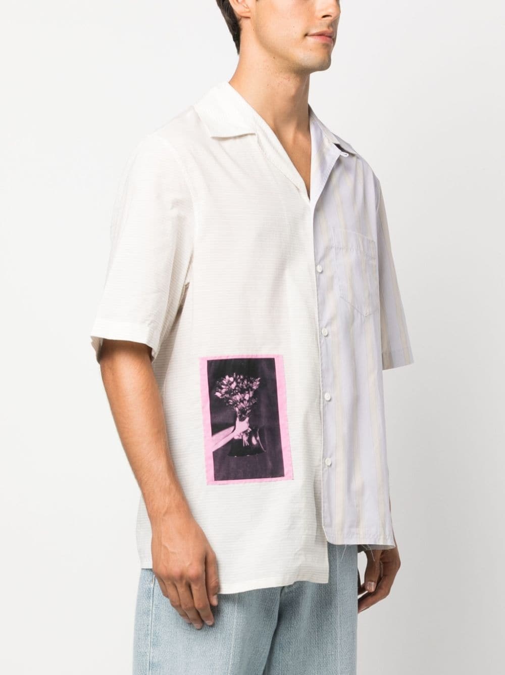 asymmetric patchwork cotton shirt - 3