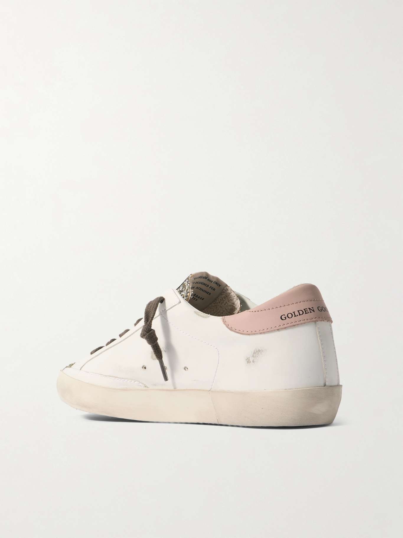 Super-Star distressed suede-trimmed glittered leather sneakers - 3