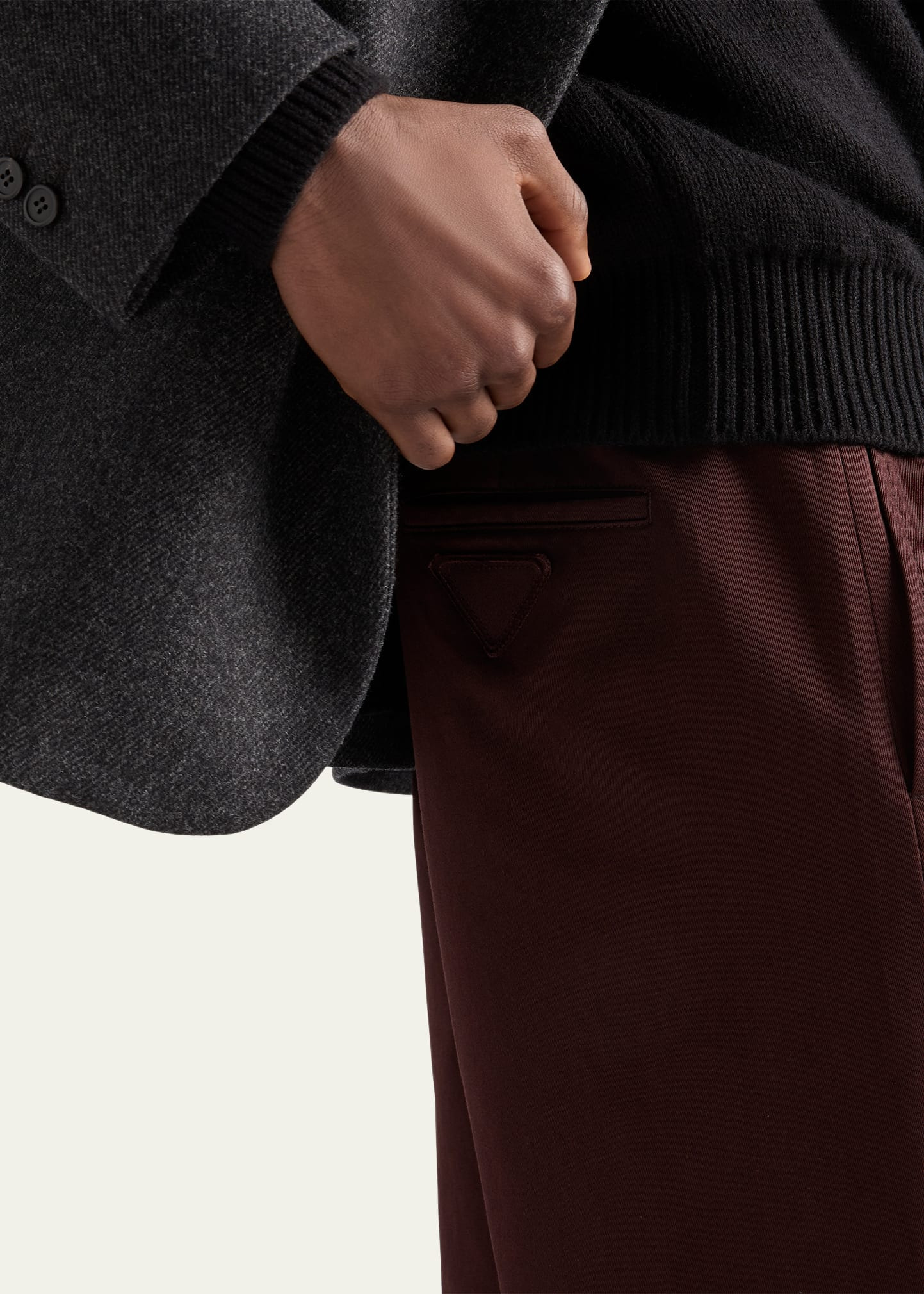 Men's Cotton Pleated Wide-Leg Chino Pants - 4