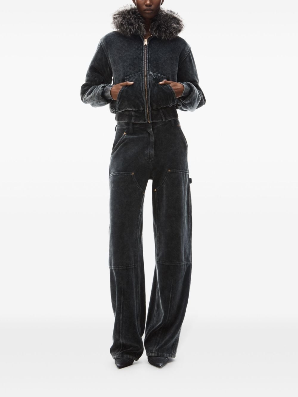 velour high-waisted trousers - 2