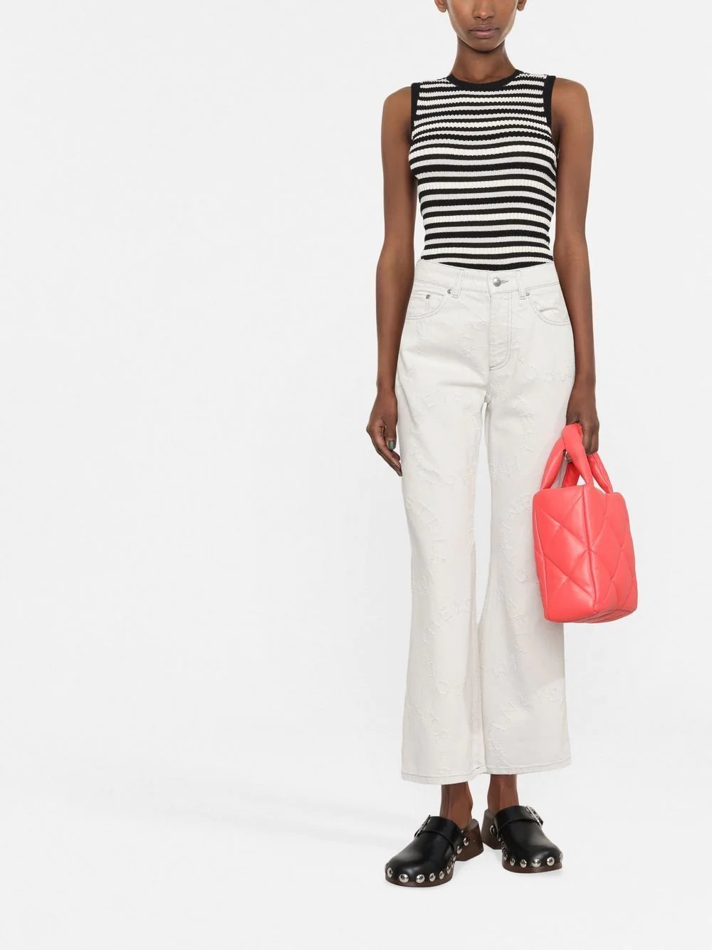logo flared high-waisted trousers - 2