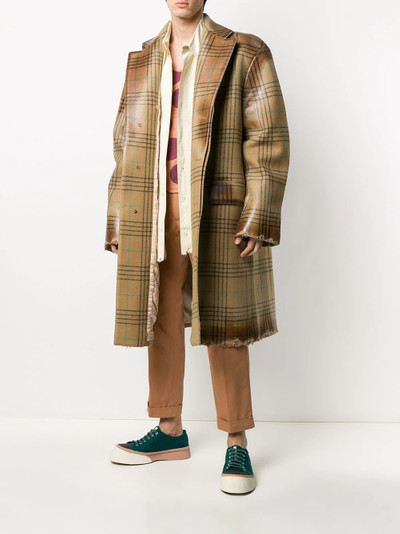 Marni distressed-effect oversized check coat outlook