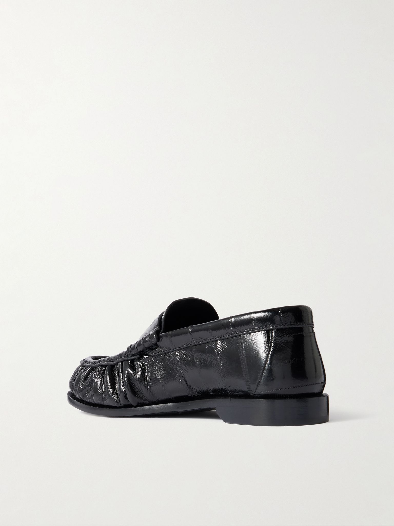 Le Loafer crinkled-leather loafers Black - 3