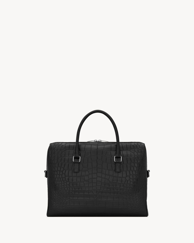 SAINT LAURENT DUFFLE SAINT LAURENT BRIEFCASE BAG IN CROCODILE-EMBOSSED MATTE LEATHER outlook