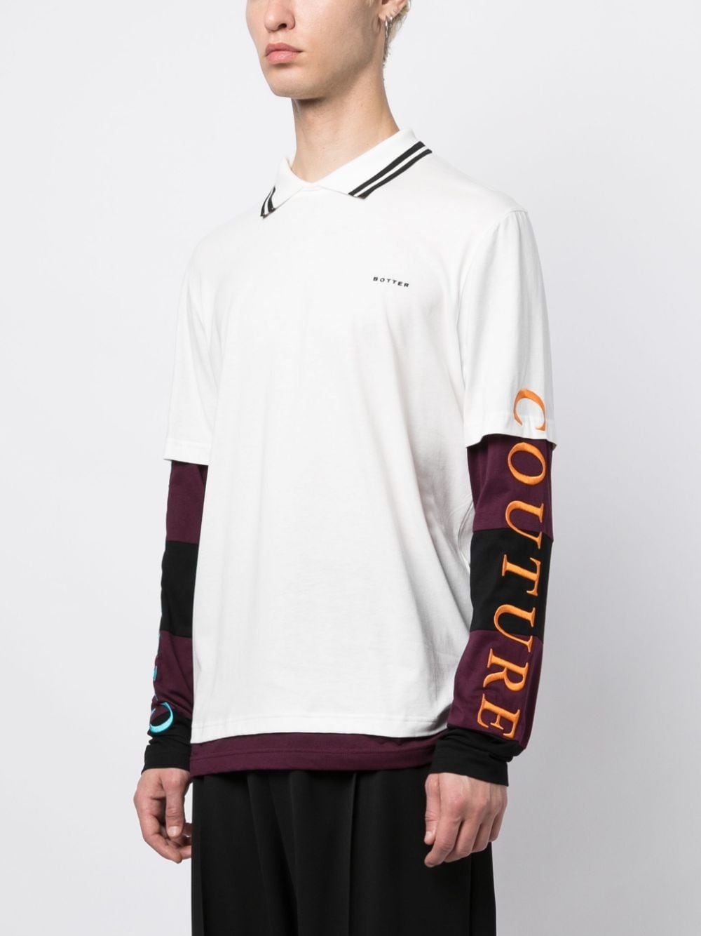 layered-effect logo-embroidered T-shirt - 3