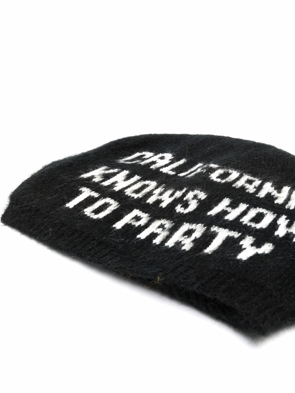 slogan intarsia beanie - 2