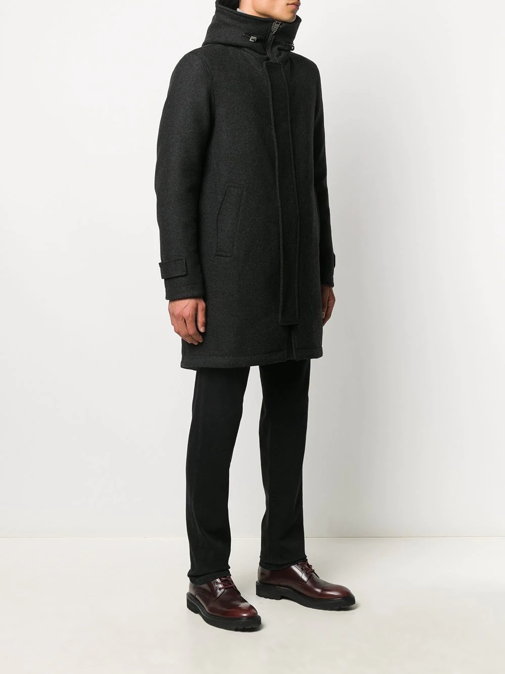 hooded wool coat - 3