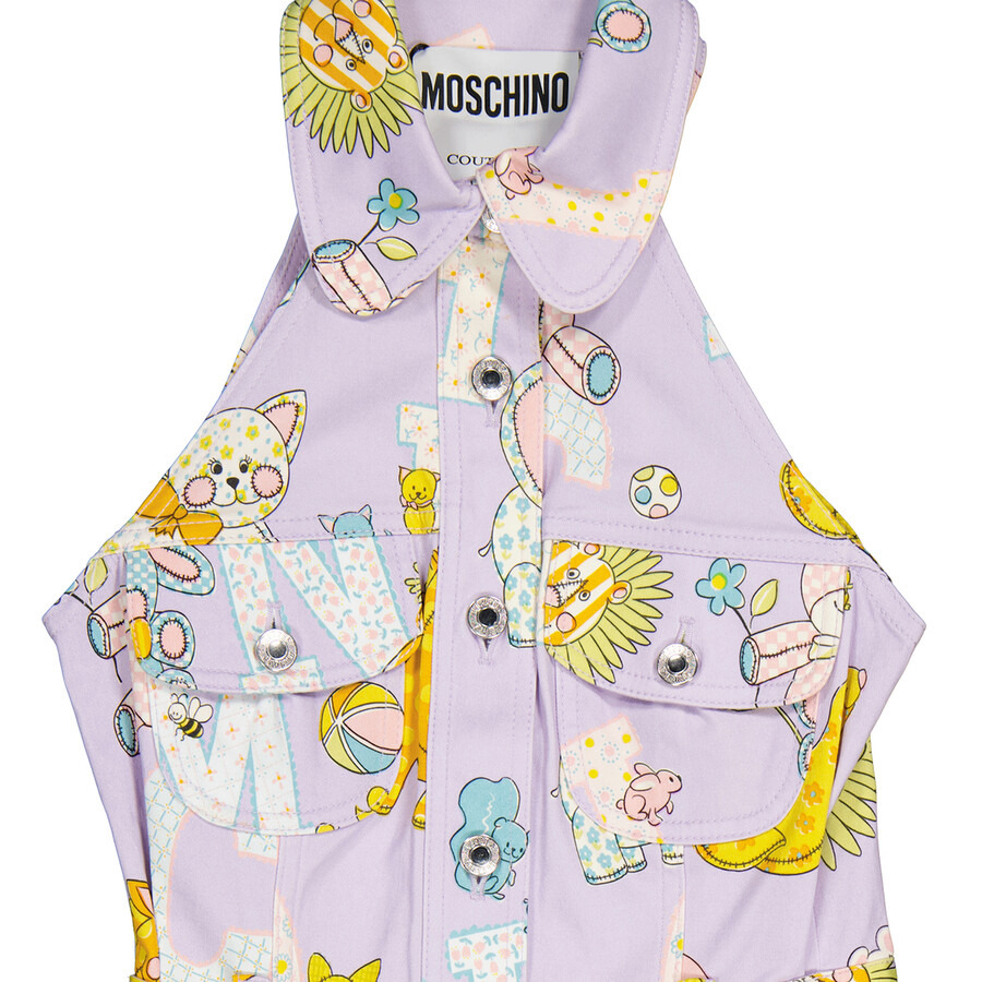 Moschino Ladies Purple All Over Logo Circus Print Dress - 8