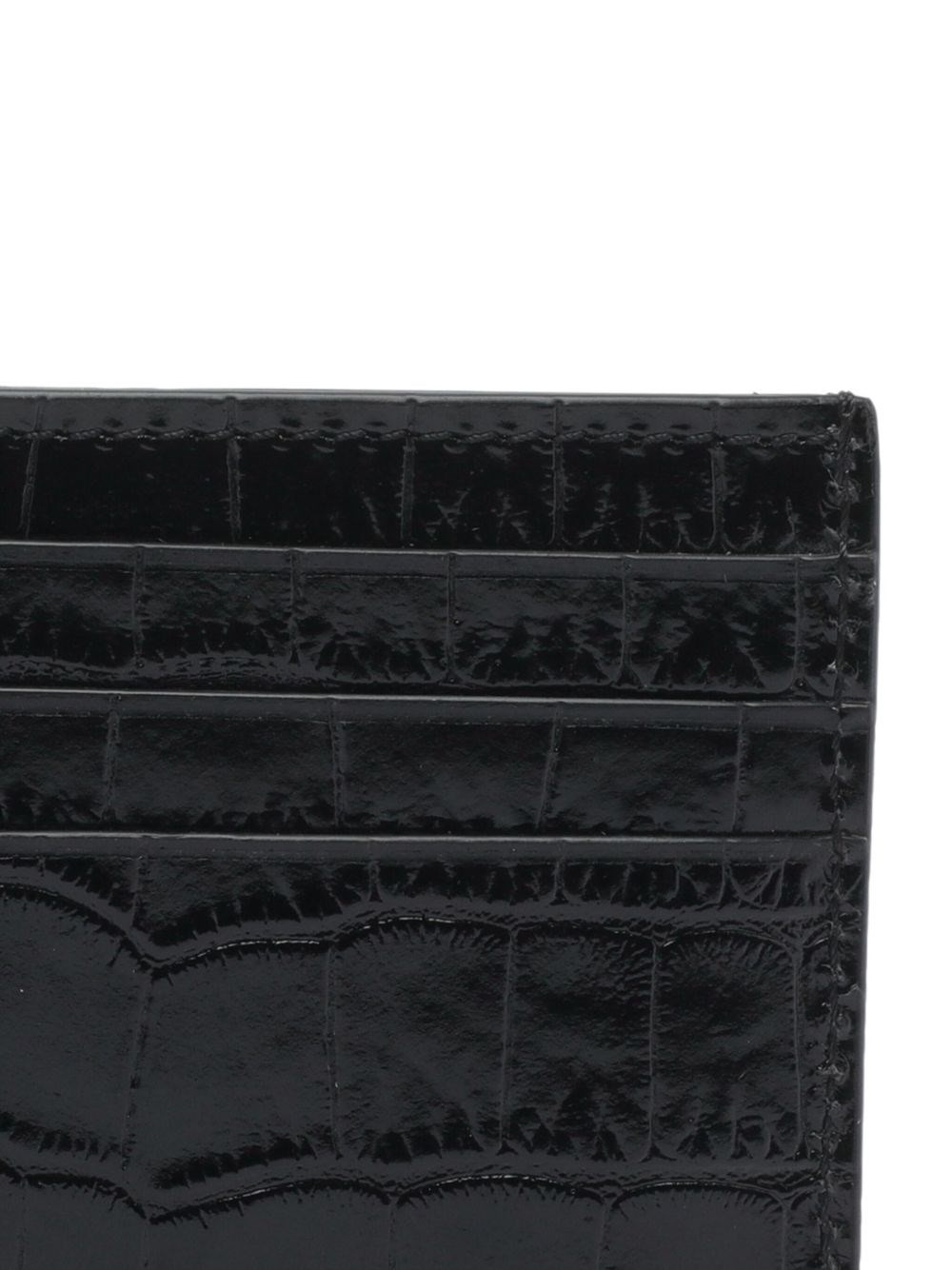 Shiny crocodile-print leather card holder - 2