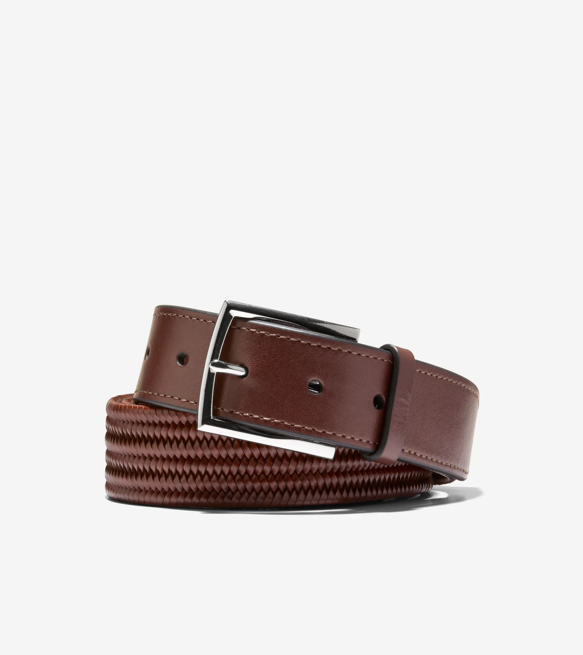 Men's 35MM Leather Stretch Braid Belt - 1