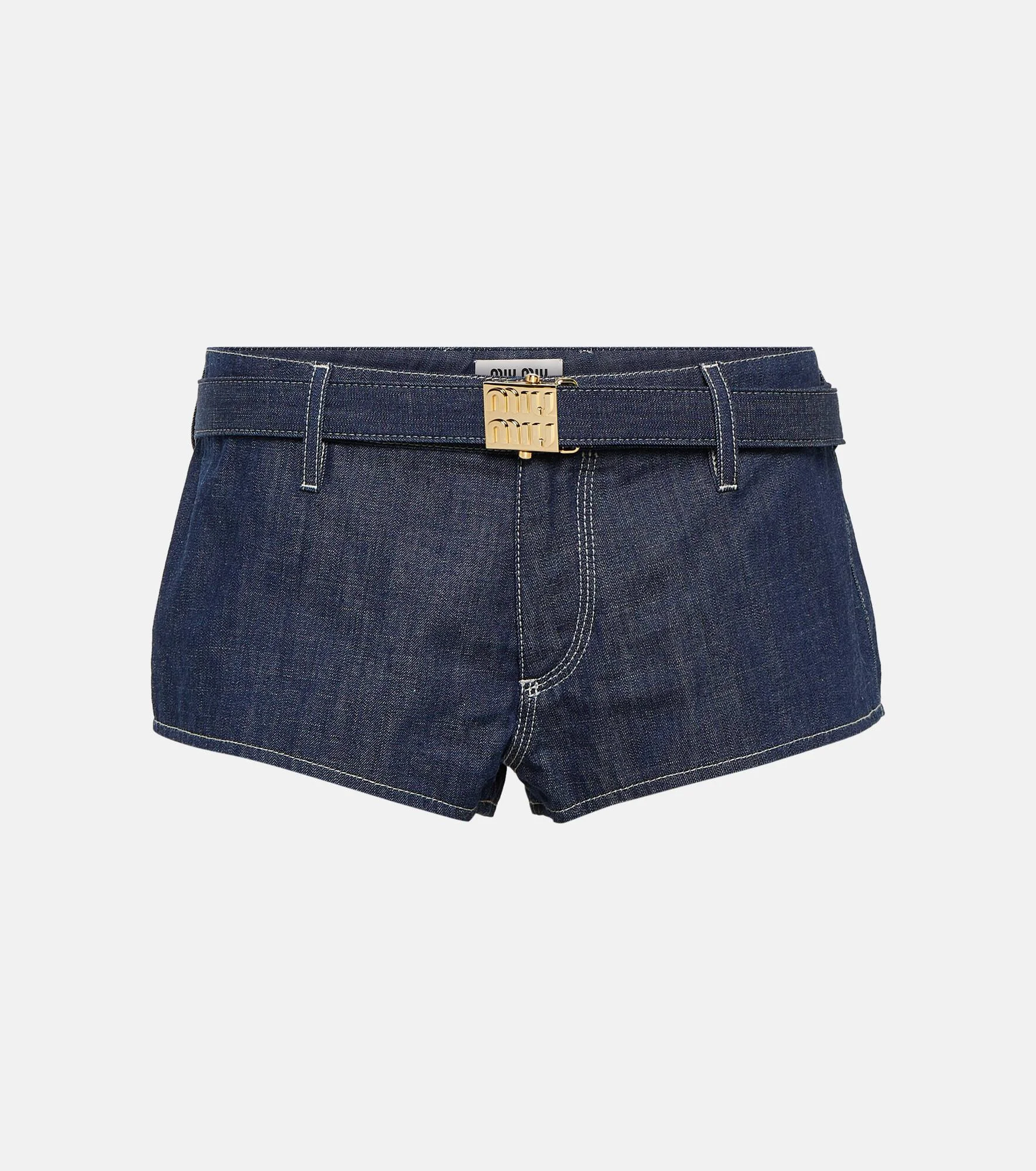 Low-rise slim denim shorts - 1