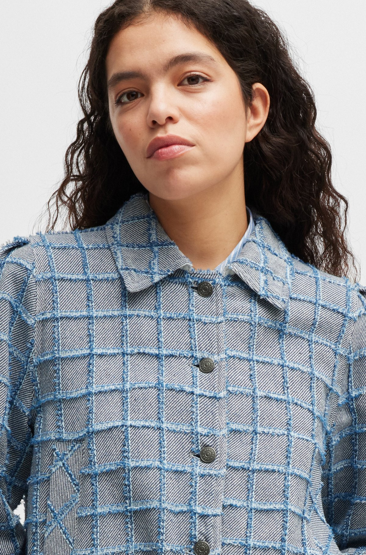 TWEED JACKET WITH DENIM CHECK - 5