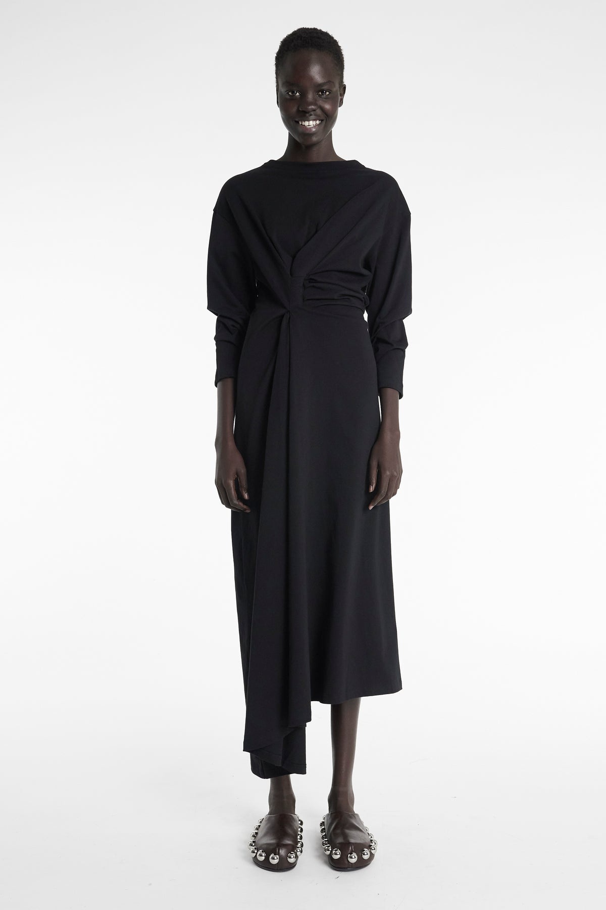 KNOTTED JERSEY DRESS BLACK - 6