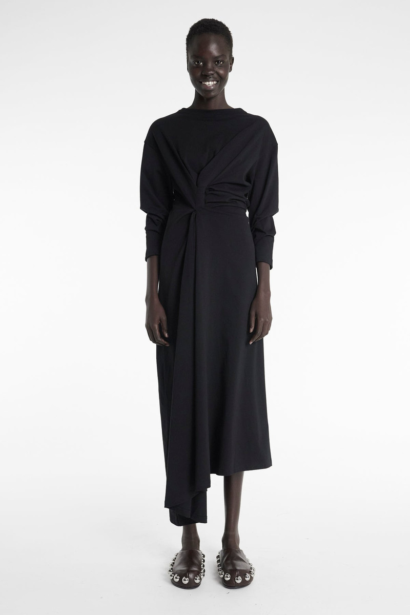 KNOTTED JERSEY DRESS BLACK 6
