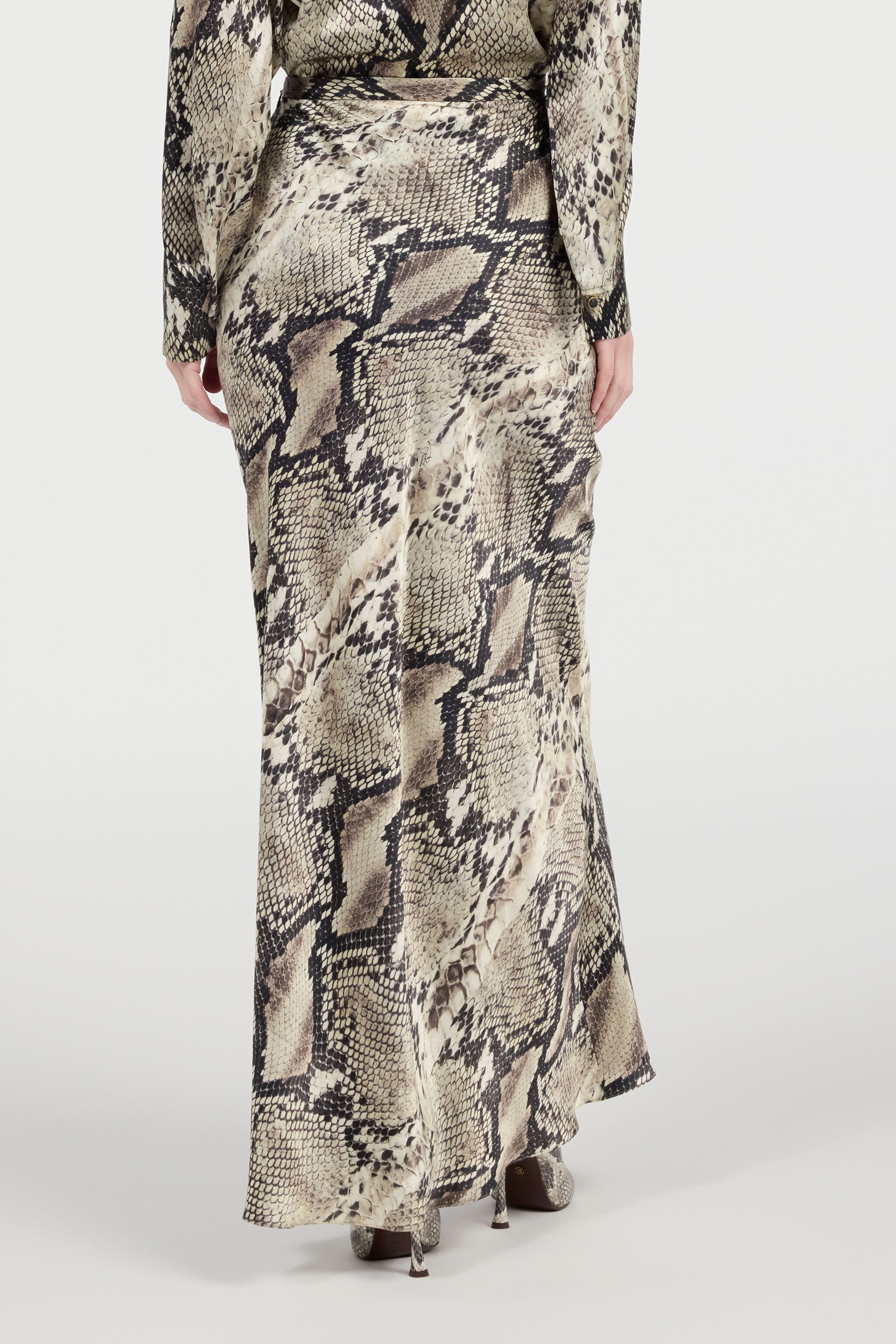 Long Silk Skirt with Python Print - 4