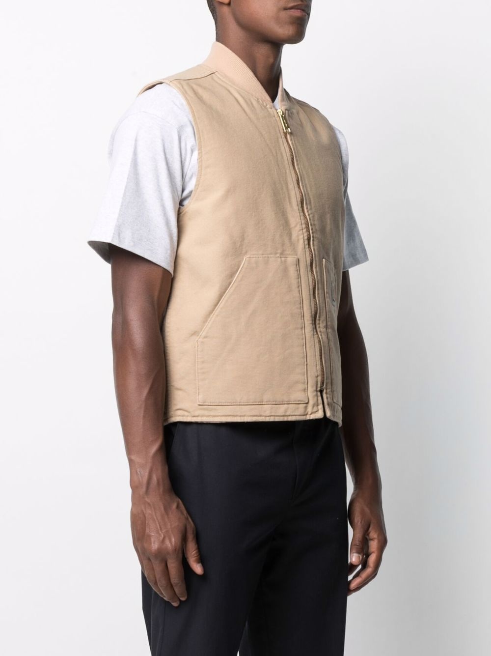 ribbed-collar gilet - 3