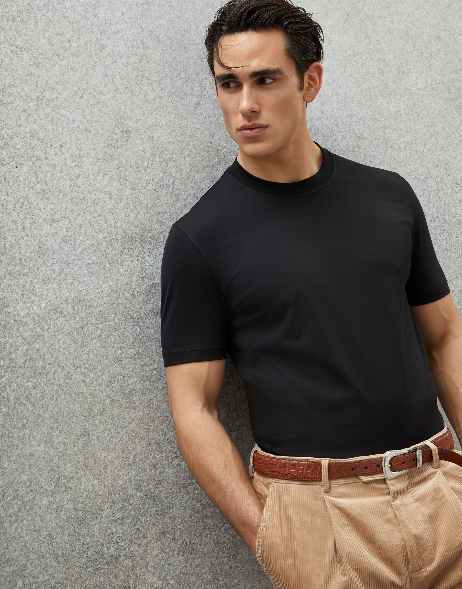 Cotton jersey basic fit crew neck T-shirt - 4