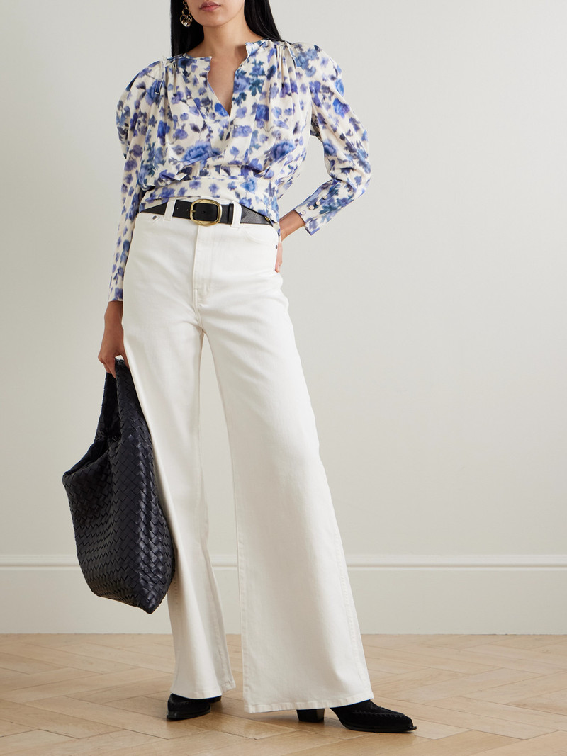 Isabel Marant Zarga Pleated Floral-print Silk-blend Blouse outlook