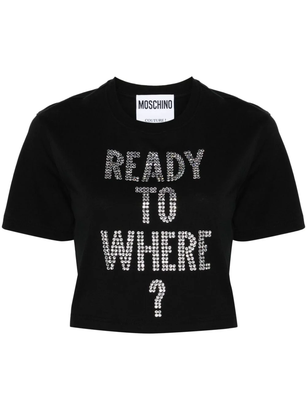 text-embellished cropped T-shirt - 1