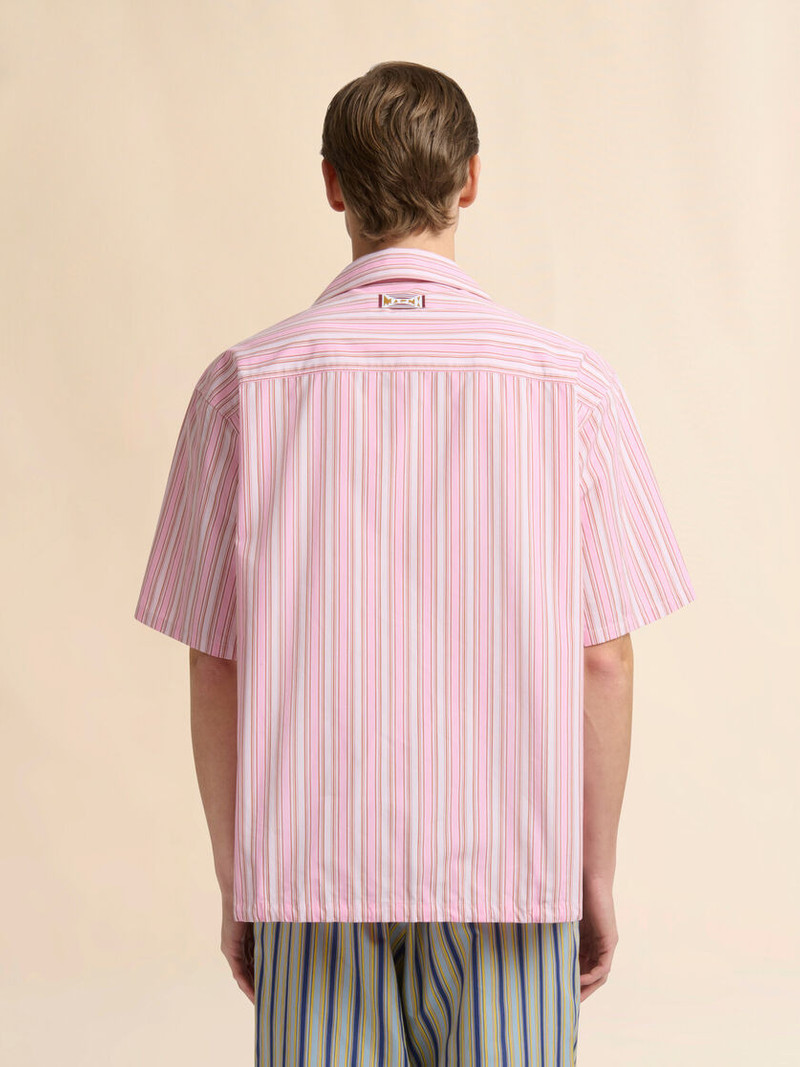 PINK STRIPED POPLIN SHIRT WITH DRAWSTRING HEM 3