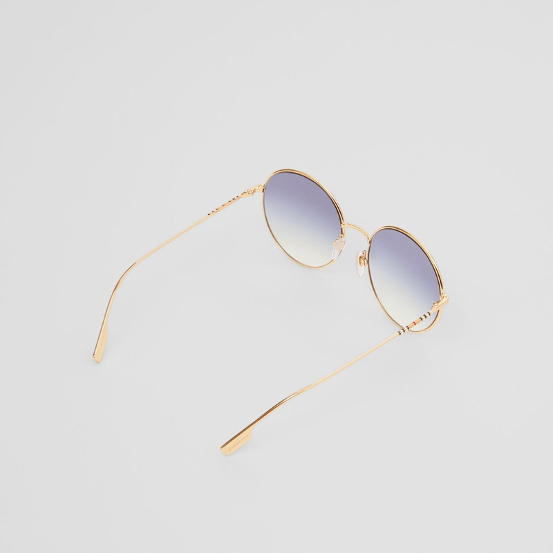Icon Stripe Detail Round Frame Sunglasses 5