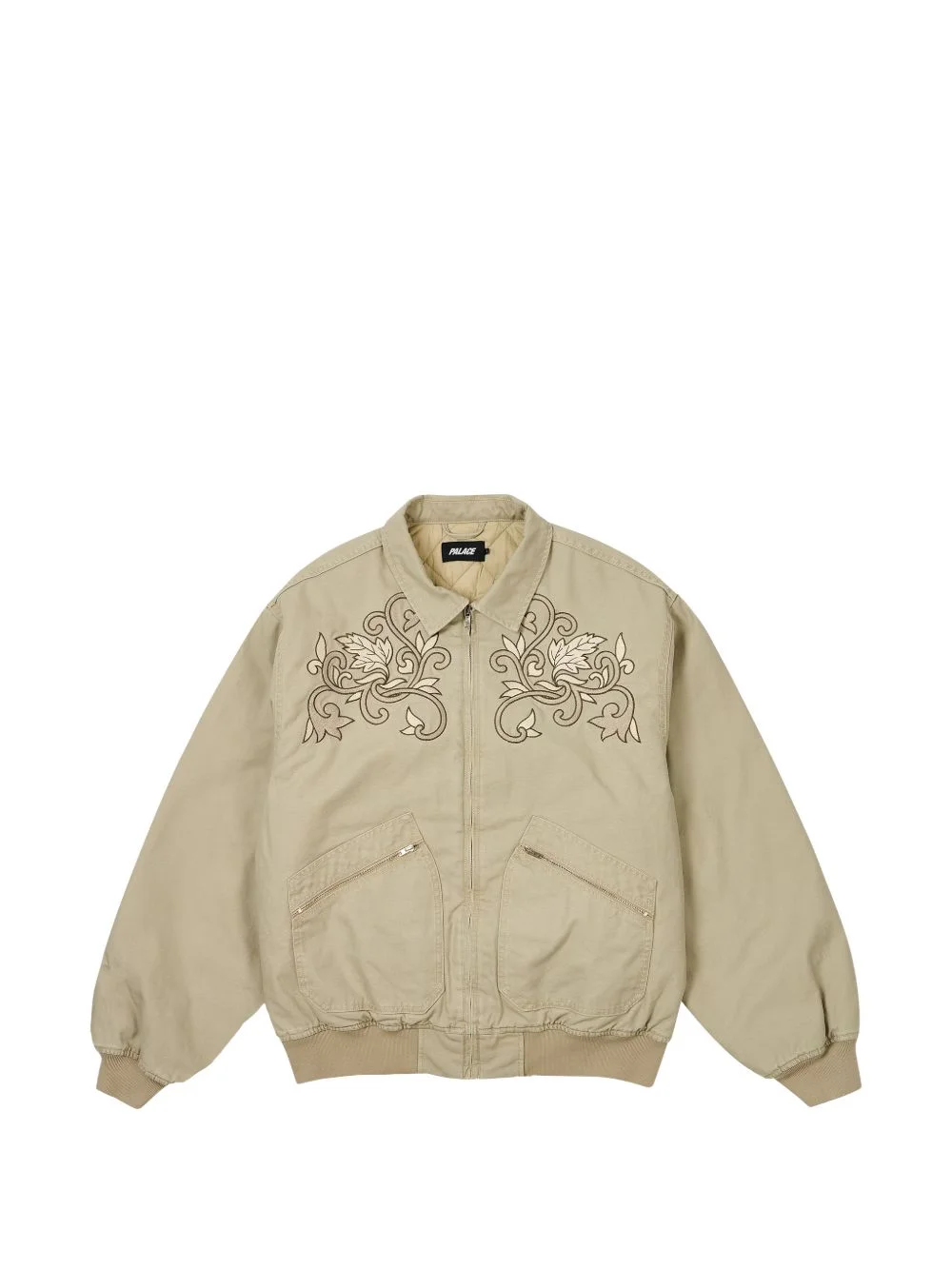 floral-embroidered canvas bomber jacket - 1