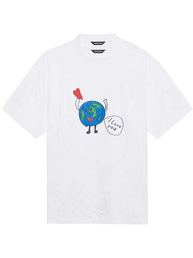 earth-print layered T-shirt - 1