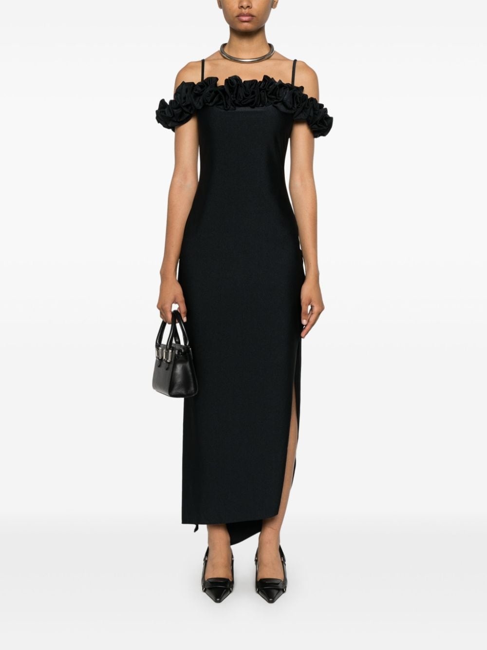ruffled-trim midi dress - 2