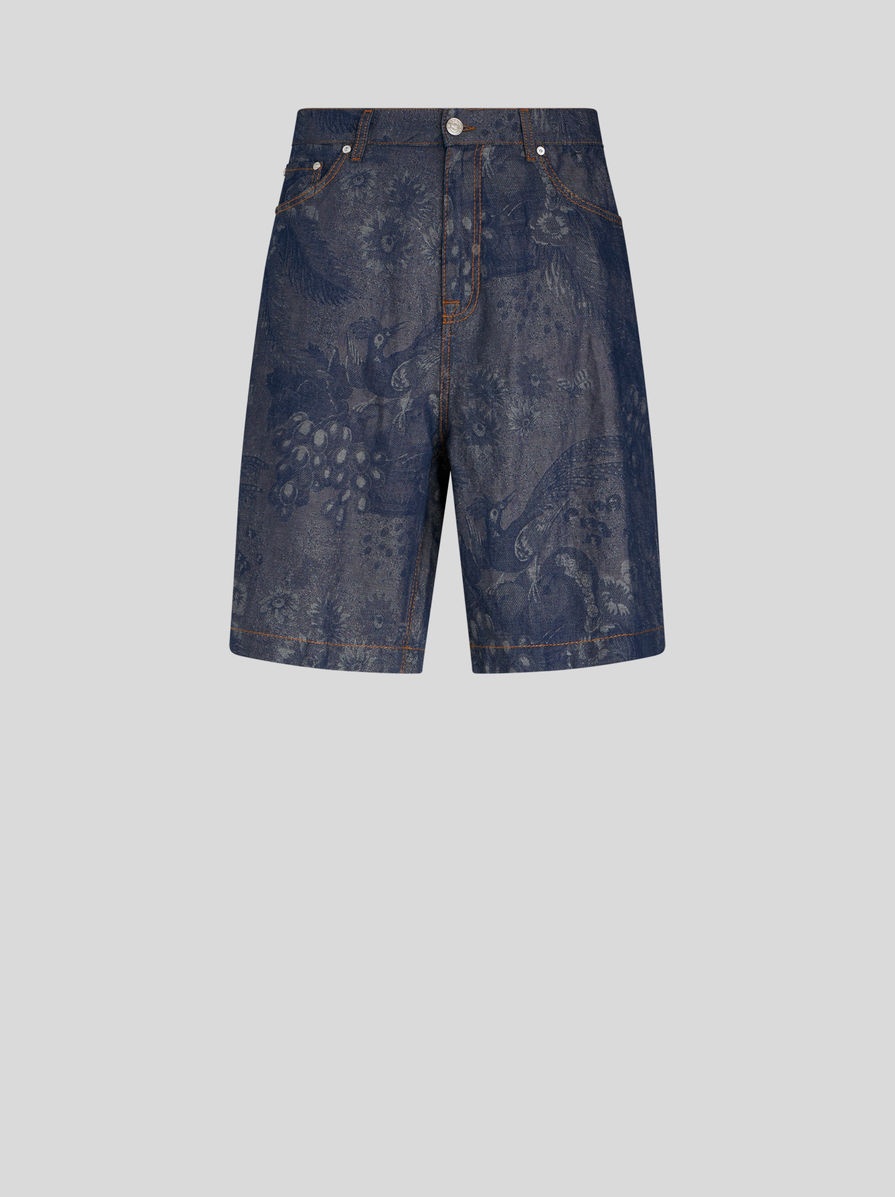JACQUARD DENIM BERMUDA SHORTS - 1
