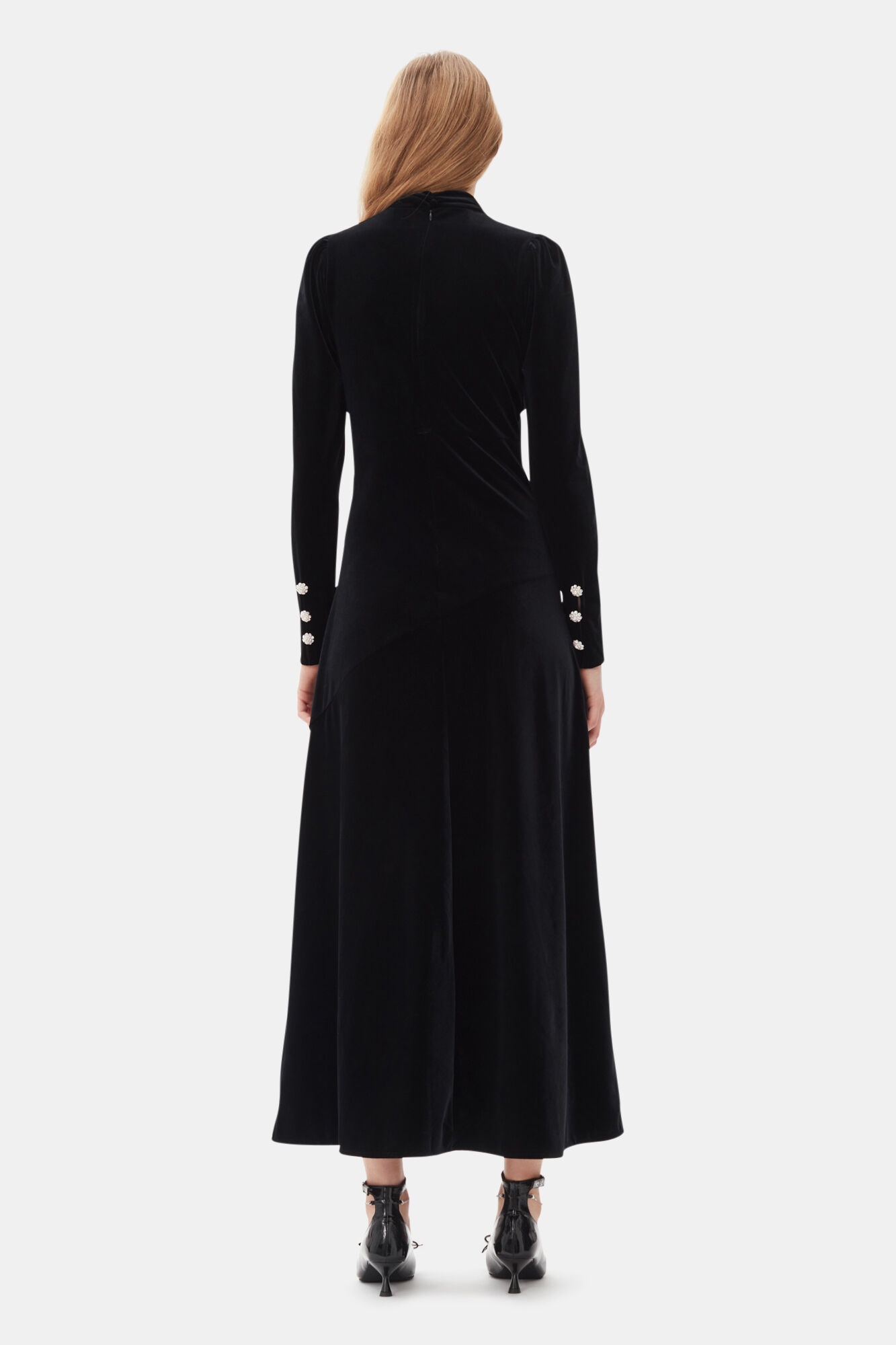BLACK VELVET LONG DRESS - 5
