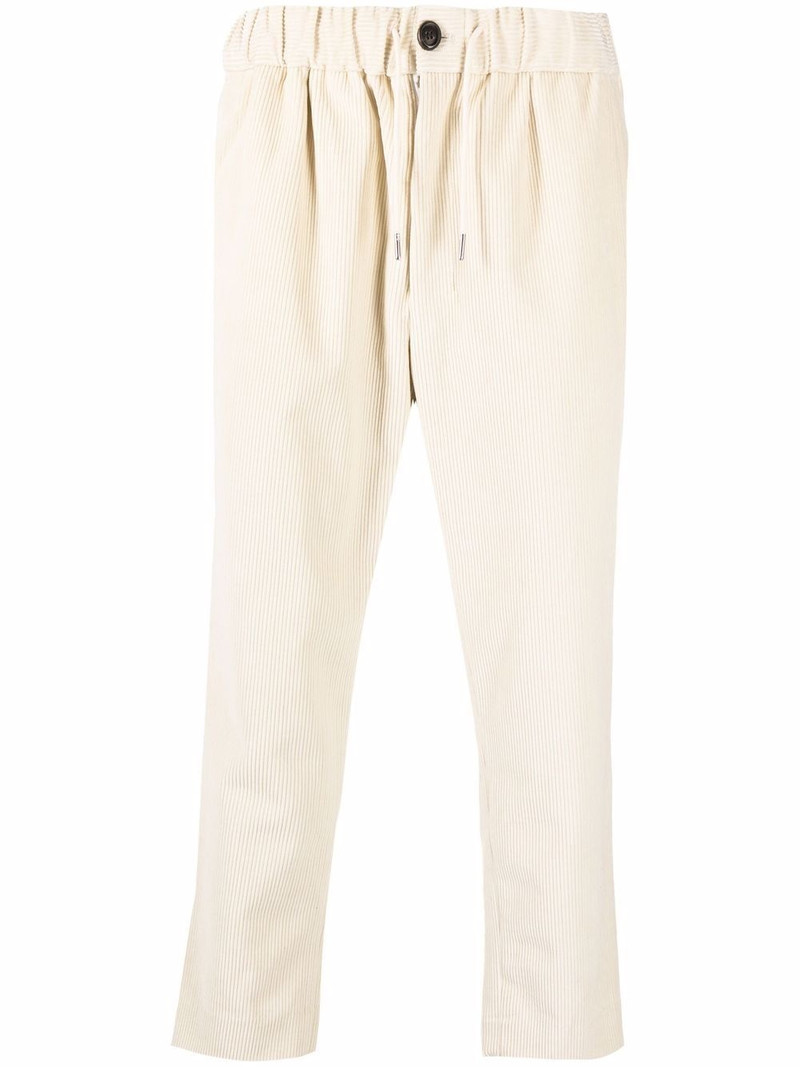 drawstring-waist corduroy trousers 1