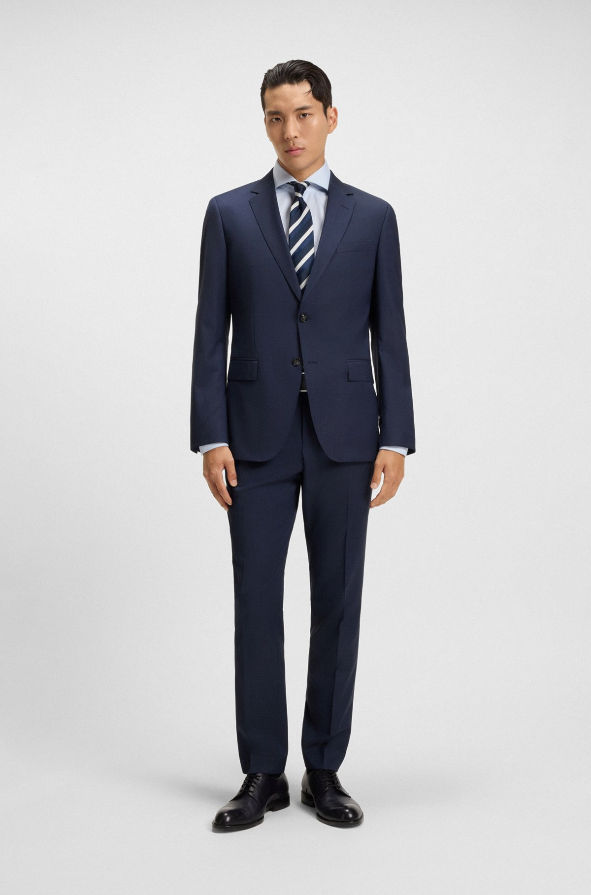 SLIM-FIT THREE-PIECE SUIT IN MELANGE WOOL - 1