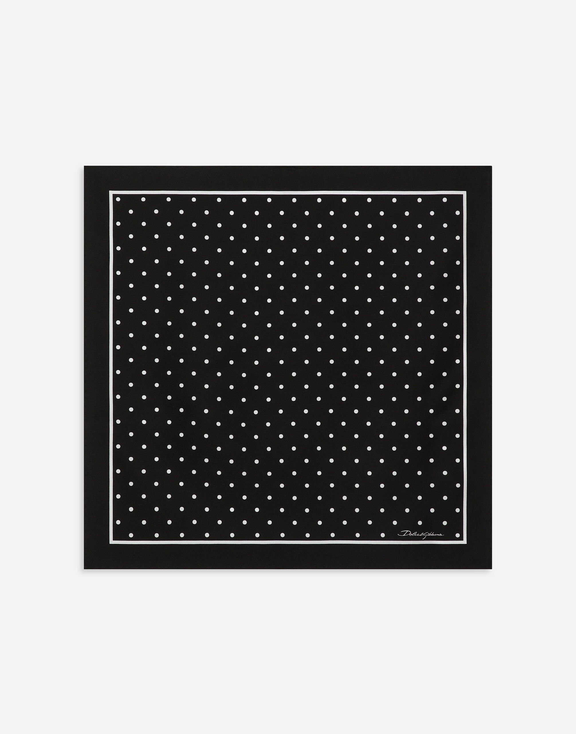Silk twill scarf with polka-dot print (50x50) - 1