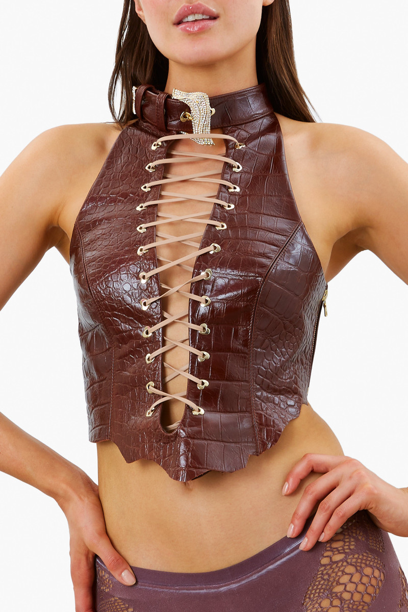 PHOEBE LEATHER TOP DUNDEE 3