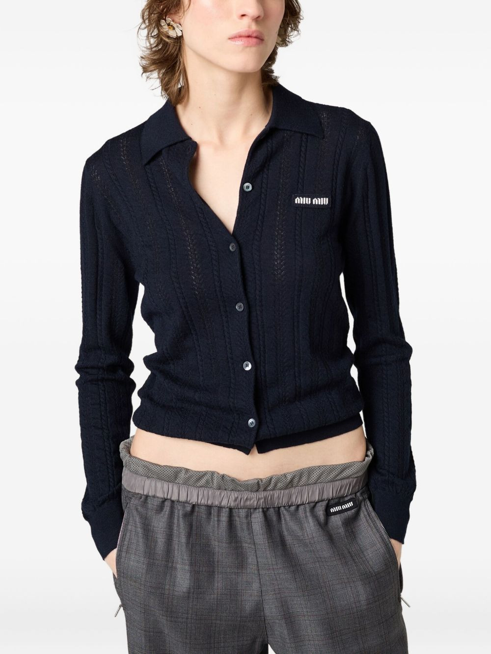 openwork-knit cardigan - 3