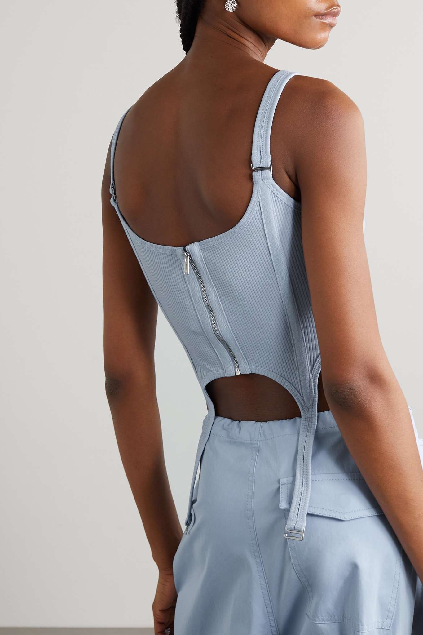 Combat canvas-trimmed ribbed stretch-cotton tank - 4
