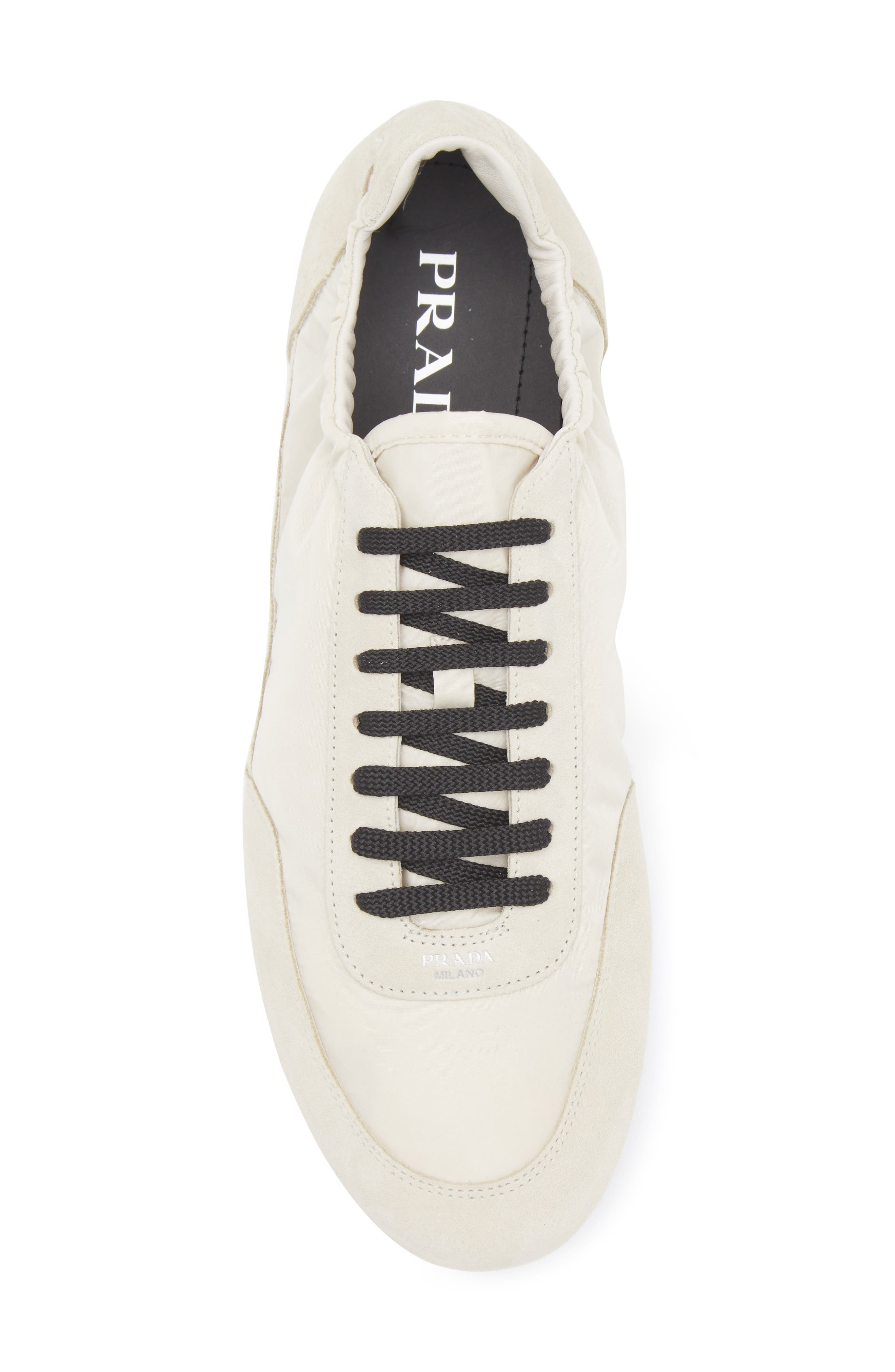 Prada Collapse Mixed Media Low Top Sneaker in Avorio at Nordstrom - 5