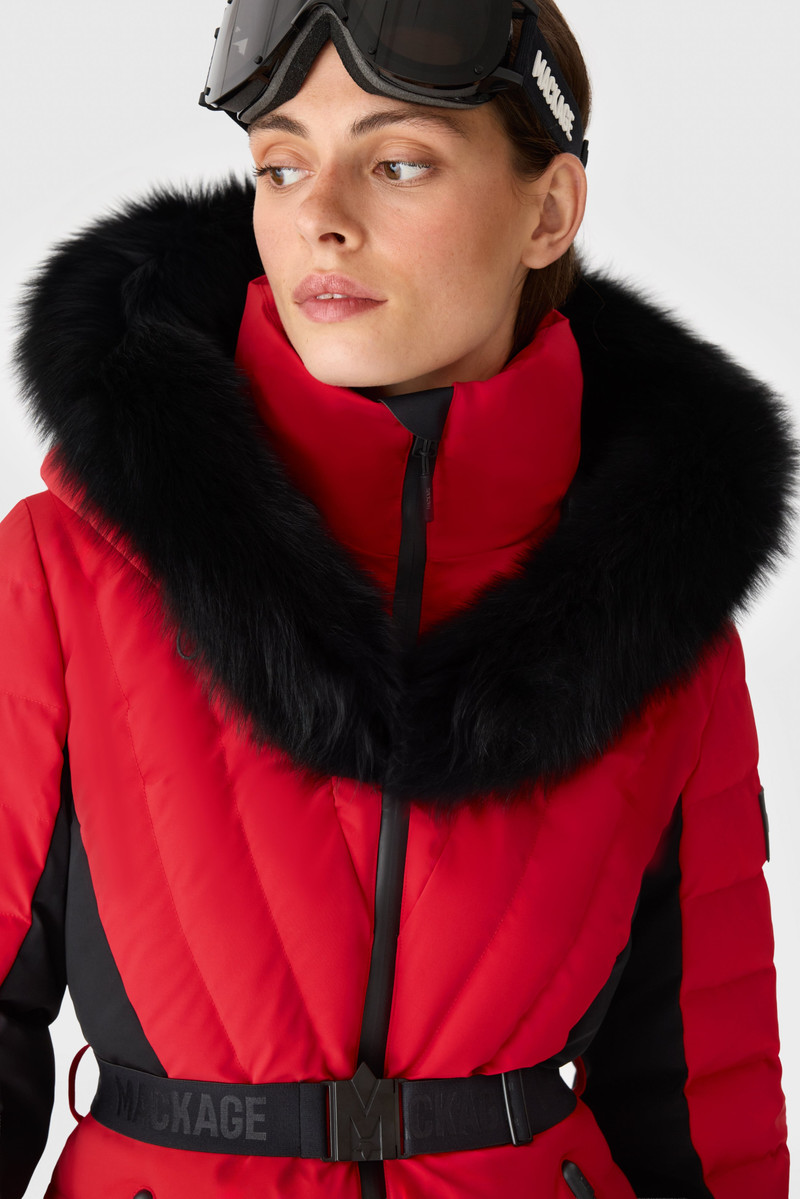 ELITA-ZR Down ski jacket with removable blue fox fur trim 6