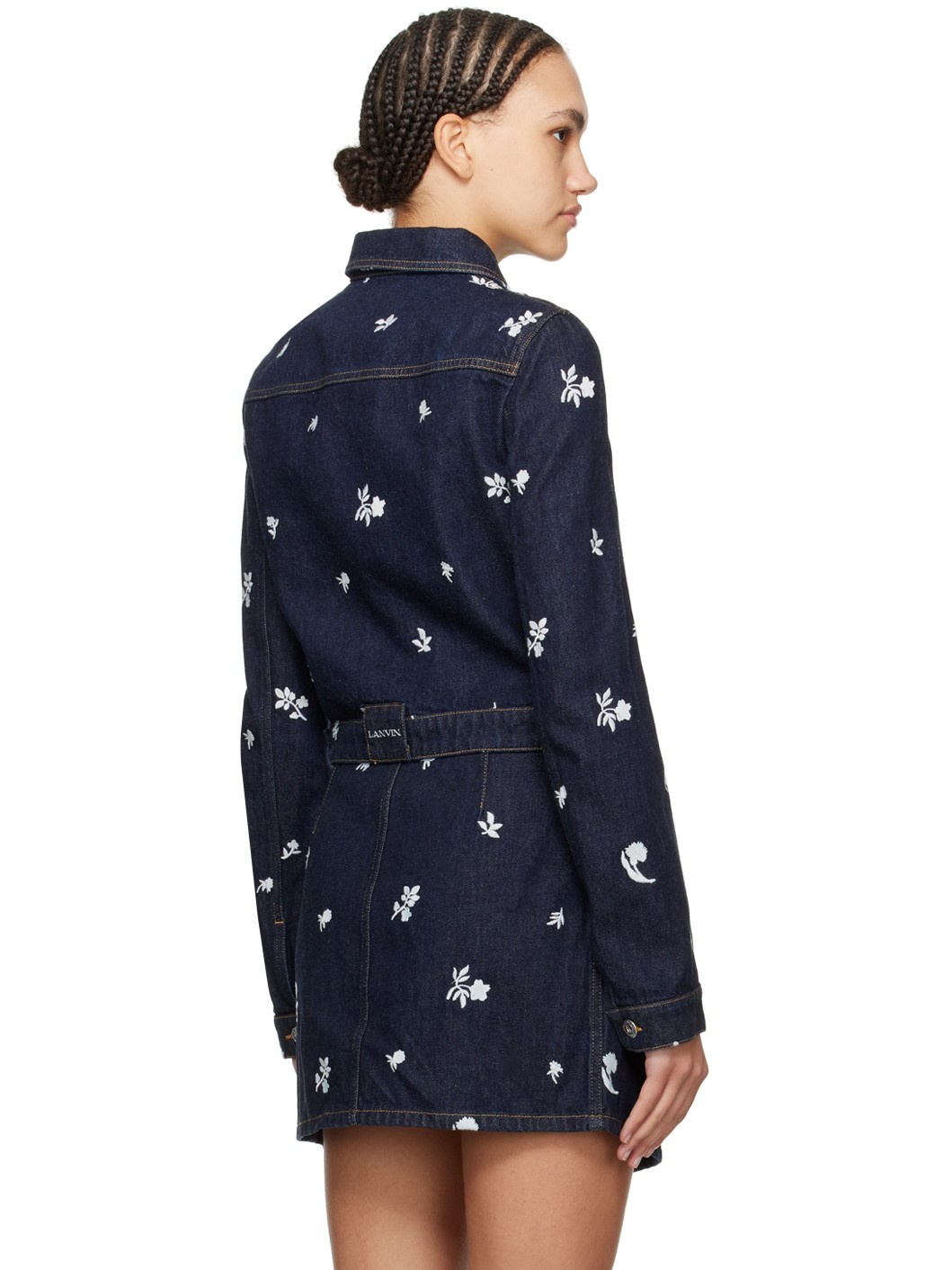 Navy Embroidered Denim Jacket - 3