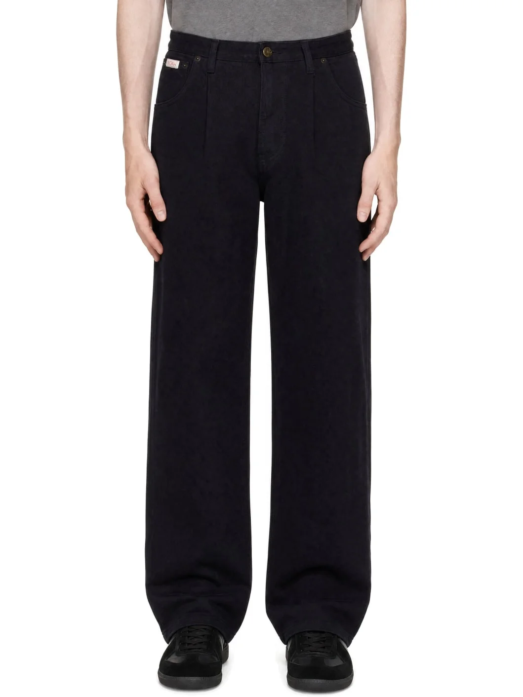 Purple Brushed Pleated Jeans - 1